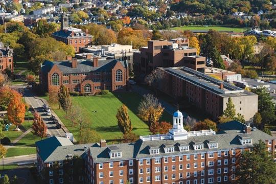 Aerial view of Tufts University, Medford campus